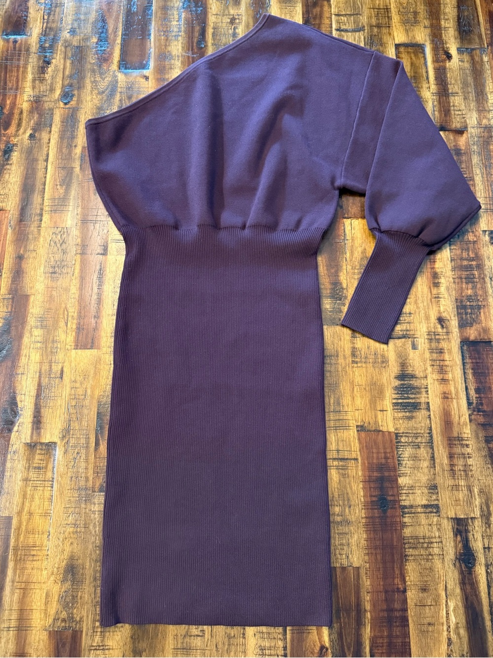 🌵Express one shoulder bodycon dark purple mini dress XS Stretchy Thick